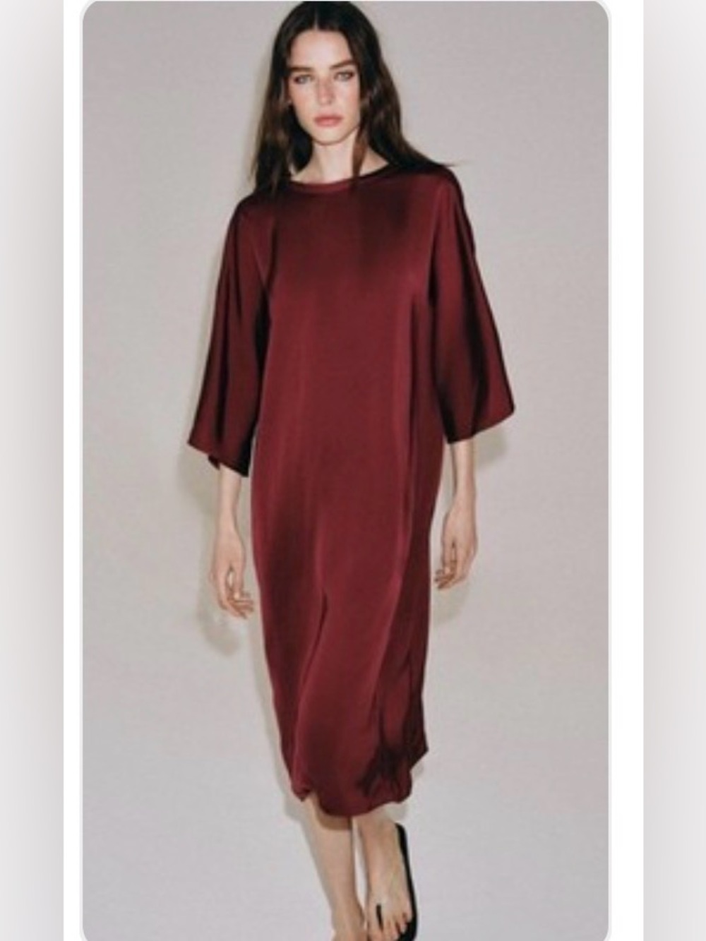 🔥🔥Zara ZW collection satin Burgundy Midi Dress